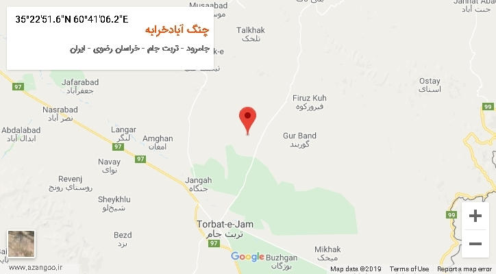 روستای چنگ آبادخرابه بر روی نقشه