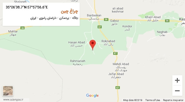 روستای چراغ چین بر روی نقشه