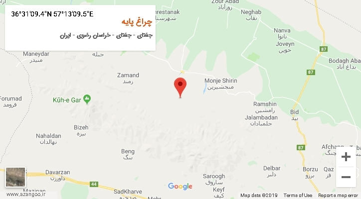 روستای چراغ پایه بر روی نقشه