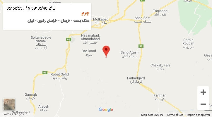 روستای چرم بر روی نقشه
