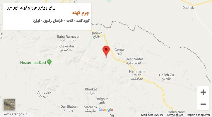 روستای چرم کهنه بر روی نقشه