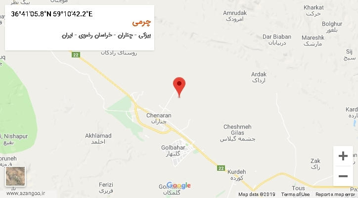 روستای چرمی بر روی نقشه