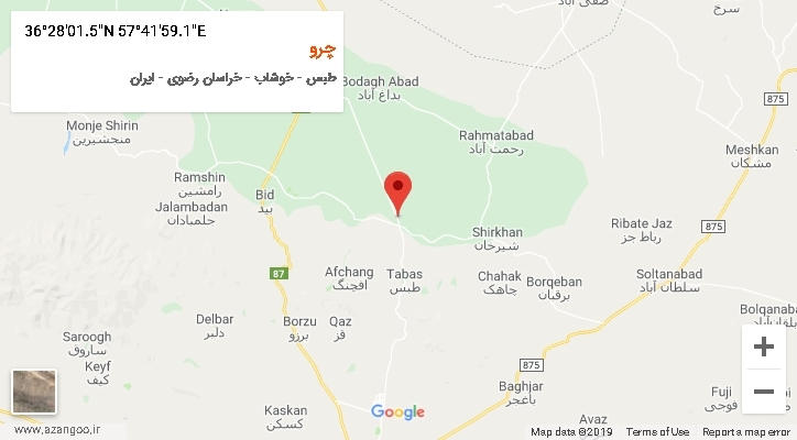 روستای چرو بر روی نقشه