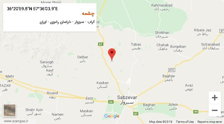 روستای چشمه بر روی نقشه
