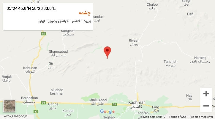 روستای چشمه بر روی نقشه