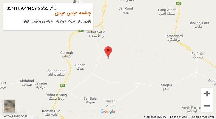 روستای چشمه عباس عیدی بر روی نقشه