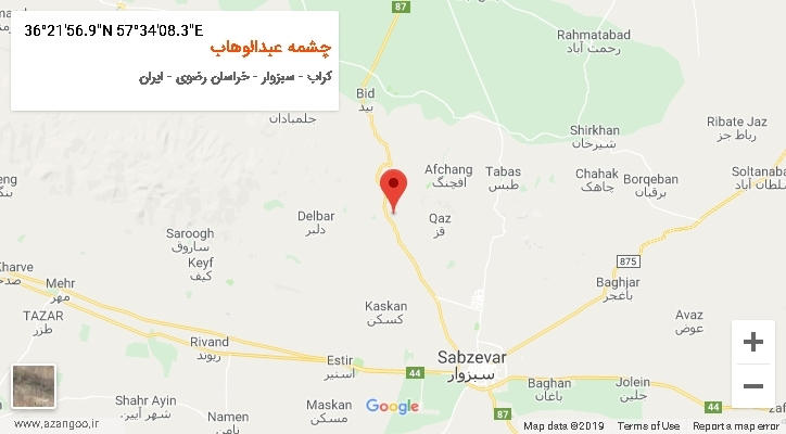 روستای چشمه عبدالوهاب بر روی نقشه