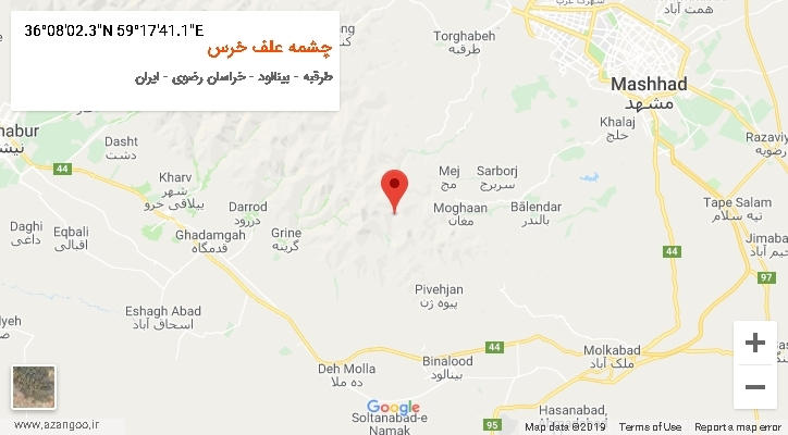 روستای چشمه علف خرس بر روی نقشه