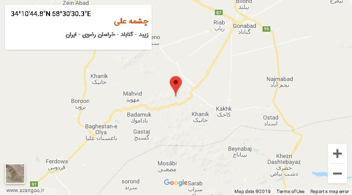 روستای چشمه علی بر روی نقشه