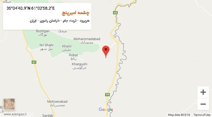 روستای چشمه امیرپنج بر روی نقشه