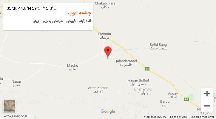 روستای چشمه ایوب بر روی نقشه