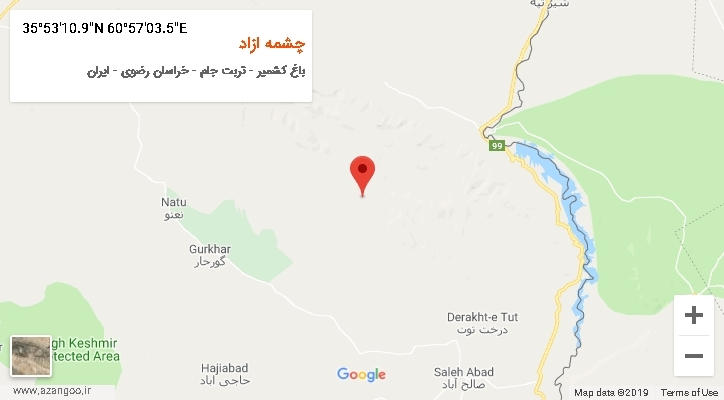 روستای چشمه ازاد بر روی نقشه