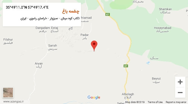 روستای چشمه باغ بر روی نقشه