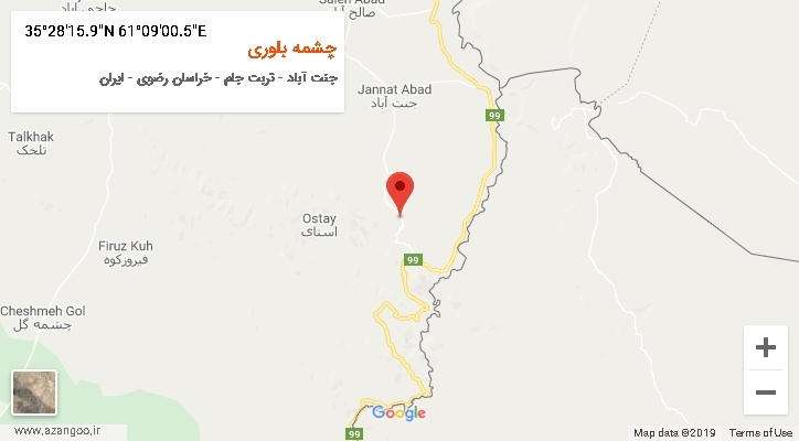 روستای چشمه بلوری بر روی نقشه