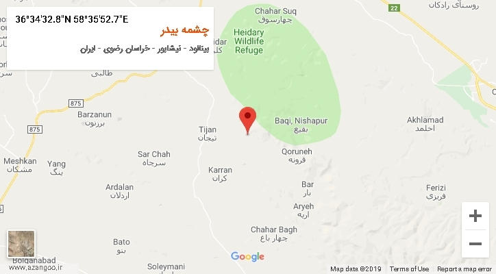 روستای چشمه بیدر بر روی نقشه