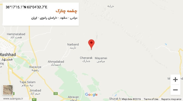 روستای چشمه چنارک بر روی نقشه