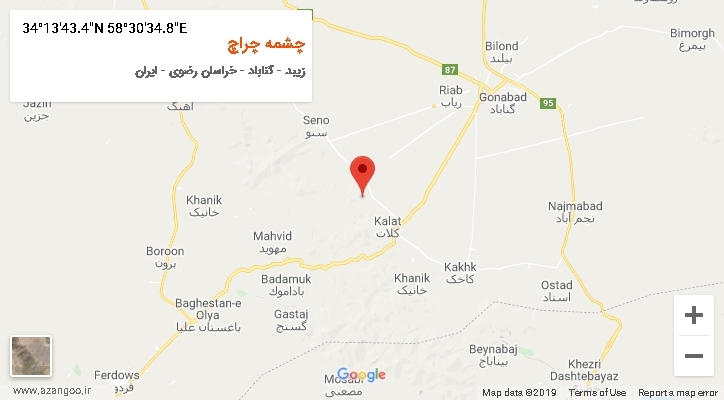 روستای چشمه چراچ بر روی نقشه