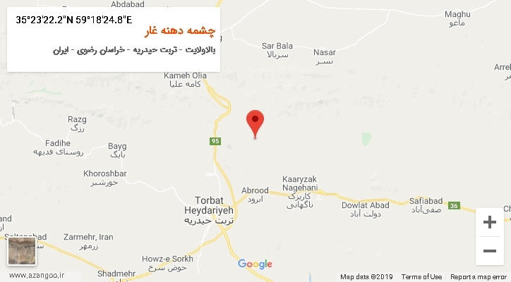 روستای چشمه دهنه غار بر روی نقشه