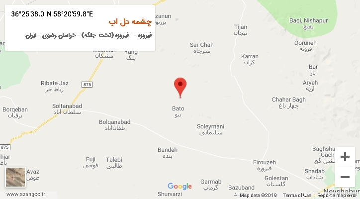 روستای چشمه دل اب بر روی نقشه