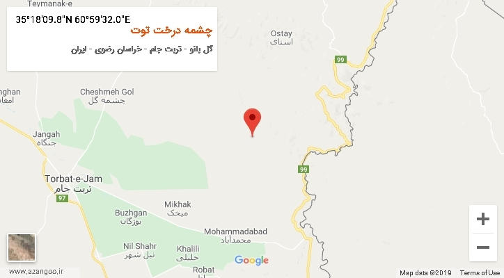 روستای چشمه درخت توت بر روی نقشه