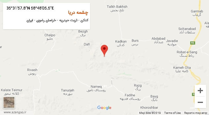 روستای چشمه دریا بر روی نقشه