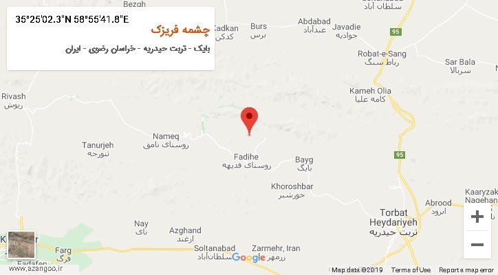 روستای چشمه فریزک بر روی نقشه