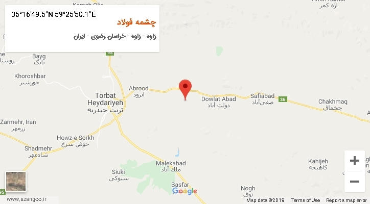 روستای چشمه فولاد بر روی نقشه