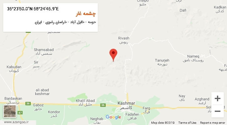 روستای چشمه غار بر روی نقشه