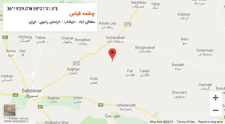 روستای چشمه قیاس بر روی نقشه