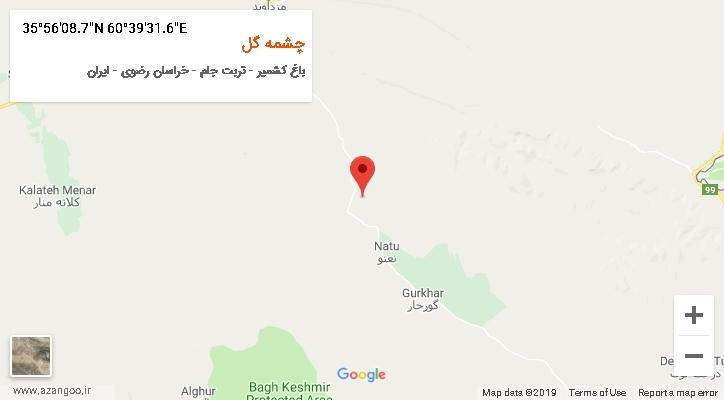 روستای چشمه گل بر روی نقشه