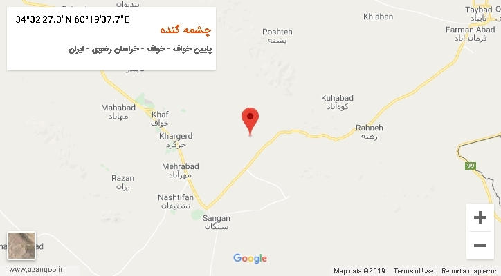 روستای چشمه گنده بر روی نقشه