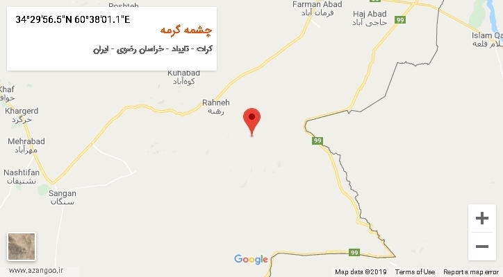 روستای چشمه گرمه بر روی نقشه