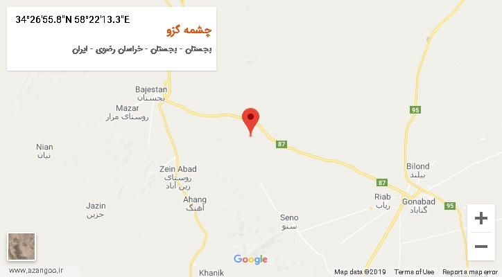 روستای چشمه گزو بر روی نقشه