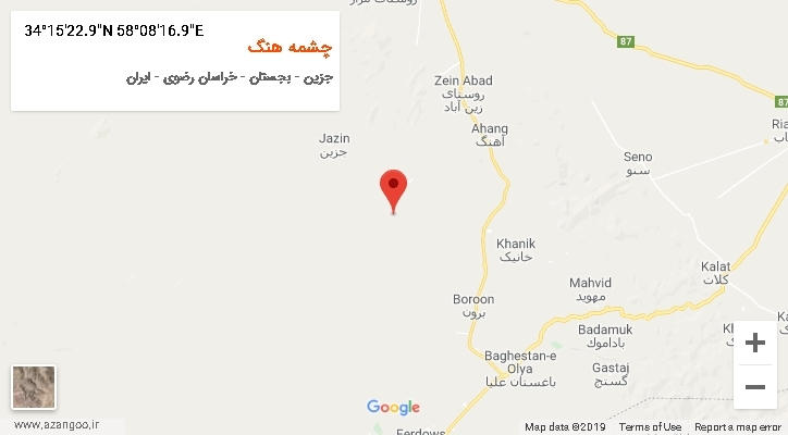 روستای چشمه هنگ بر روی نقشه