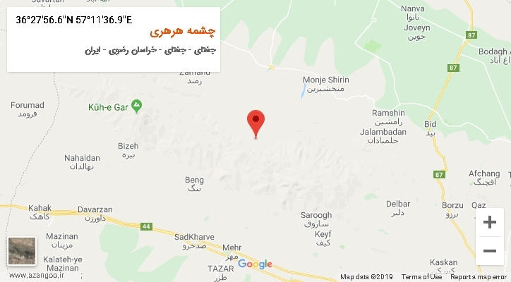 روستای چشمه هرهری بر روی نقشه