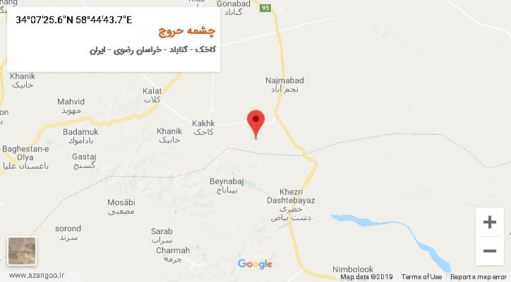روستای چشمه حروج بر روی نقشه