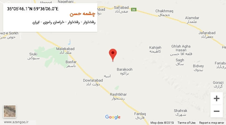 روستای چشمه حسن بر روی نقشه