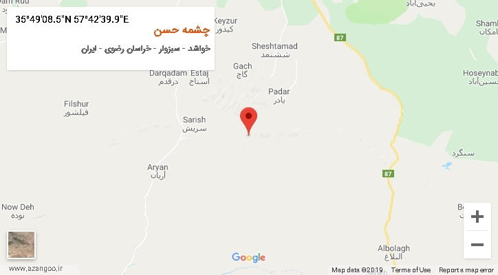 روستای چشمه حسن بر روی نقشه