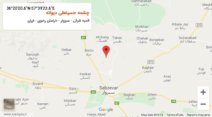 روستای چشمه حسینعلی دیوانه بر روی نقشه