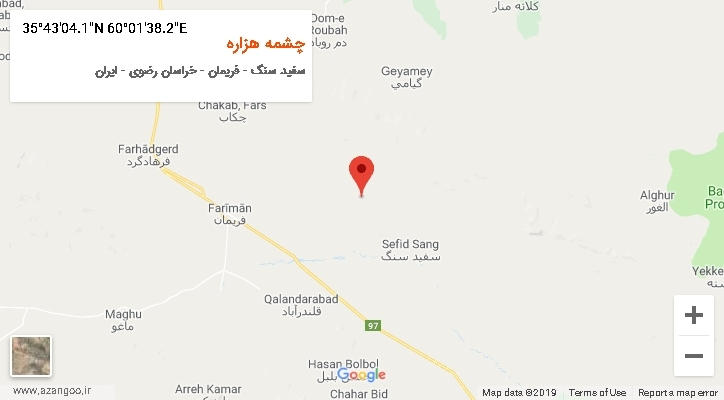 روستای چشمه هزاره بر روی نقشه