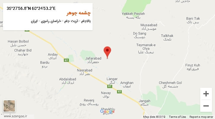 روستای چشمه جوهر بر روی نقشه