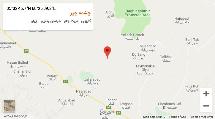 روستای چشمه جیر بر روی نقشه