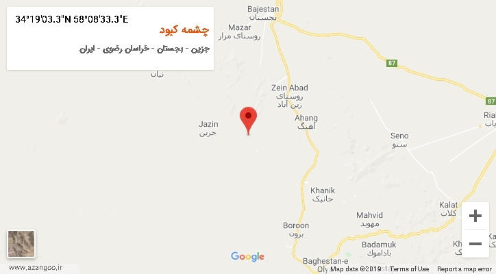 روستای چشمه کبود بر روی نقشه