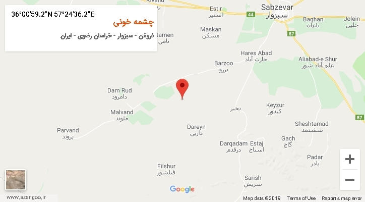 روستای چشمه خونی بر روی نقشه