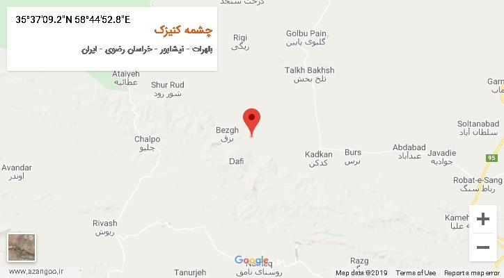 روستای چشمه کنیزک بر روی نقشه