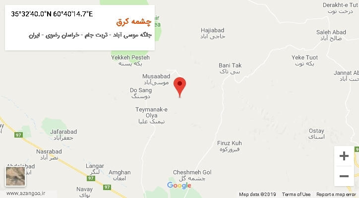 روستای چشمه کرق بر روی نقشه