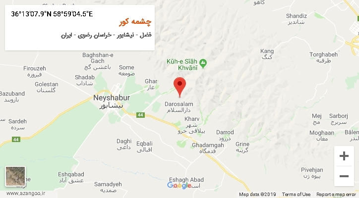 روستای چشمه کور بر روی نقشه