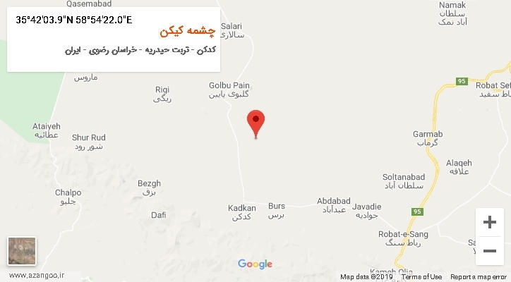 روستای چشمه کیکن بر روی نقشه