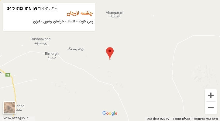 روستای چشمه لارجان بر روی نقشه