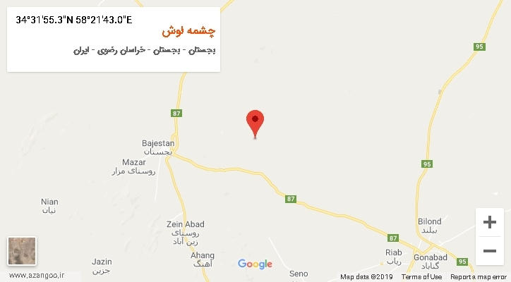 روستای چشمه لوش بر روی نقشه